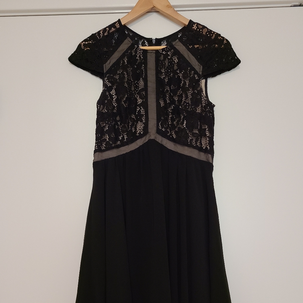 Lumier black lace with nude lining dress